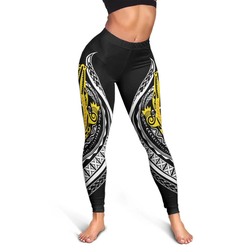 Polynesia Crocodile Special Vines Leggings - Tribal Pattern LT7 Black - Polynesian Pride