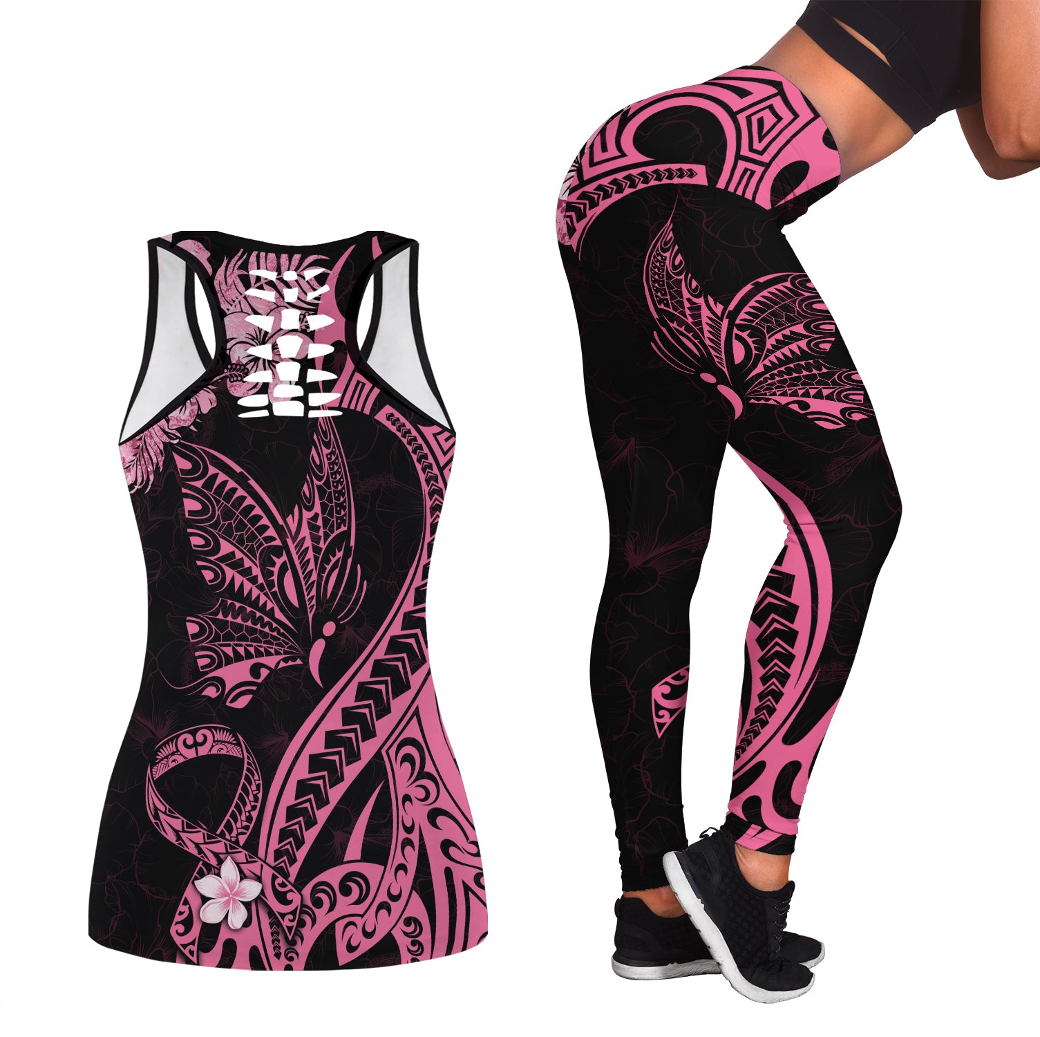 Tropical San Francisco 49ers Combo Leggings And Hollow Tank Top For Women
