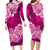 Polynesian Matching Outfit For Couples Floral Tribal Pink Style Bodycon Dress And Hawaii Shirt LT9 No Shirt - Polynesian Pride