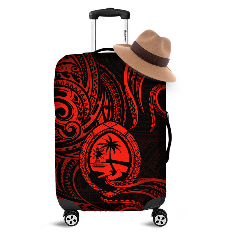 Polynesian Pride Guam With Polynesian Tribal Tattoo and Coat of Arms Luggage Cover Red Version LT9 Red - Polynesian Pride