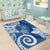 Polynesia Area Rug Blue Tribal Turtle Floral Pattern LT05