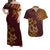 Hawaii Summer Matching Dress and Hawaiian Shirt Mix Polynesian Brown LT6 Brown - Polynesian Pride