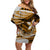 Polynesian Tribal Off Shoulder Short Dress Gold LT6 Women Gold - Polynesian Pride