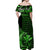 Hawaii Hammerhead Shark Off Shoulder Long Dress Polynesian Kakau With Kanaka Green LT14 - Polynesian Pride