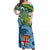 Personalised Australia And Fiji Off Shoulder Long Dress Aboriginal Mix Fijian Tapa Unique LT14 Women Green - Polynesian Pride