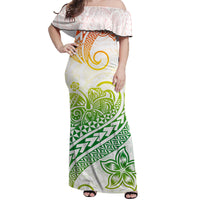 Polynesian Tribal Tattoo Retro Off Shoulder Long Dress Gradient 02 Screen Color LT9 - Polynesian Pride