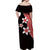 Polynesian Off Shoulder Long Dress With Plumeria Flower Red LT6 - Polynesian Pride