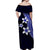 Polynesian Matching Dress and Hawaiian Shirt with Plumeria Flower Blue LT6 - Polynesian Pride