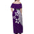 Polynesian Off Shoulder Long Dress With Plumeria Flower Purple LT6 - Polynesian Pride