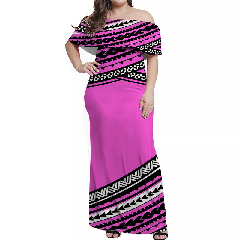 Polynesian Matching Dress and Hawaiian Shirt Simple Pink LT6 - Polynesian Pride