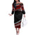 Polynesian Off Shoulder Long Sleeves Dress Simple Red LT6 Women Red - Polynesian Pride