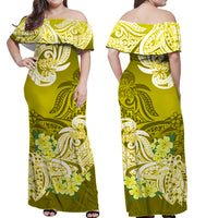 Polynesian Flower Tribal Matching Dress and Hawaiian Shirt Yellow LT9 - Polynesian Pride