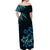 Hawaii Summer Matching Dress and Hawaiian Shirt Mix Polynesian Black Blue LT6 - Polynesian Pride