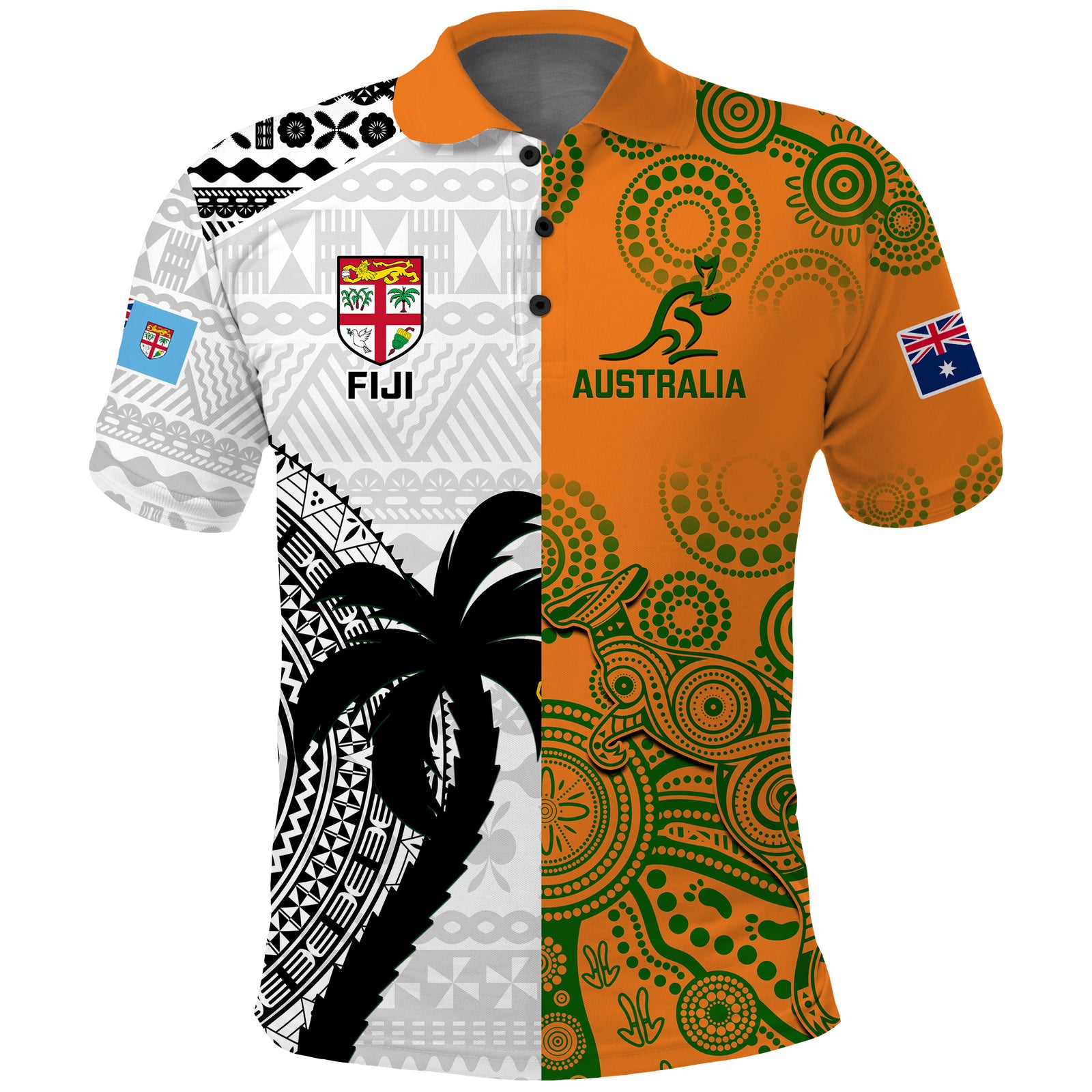 Fiji And Australia Rugby Polo Shirt World Cup 2023 Together LT14 Gold - Polynesian Pride