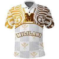 (KAOPUIKI KAIKAINA) Kanaka Mililani High School Polo Shirt Demodern LT13 Unisex White - Polynesian Pride