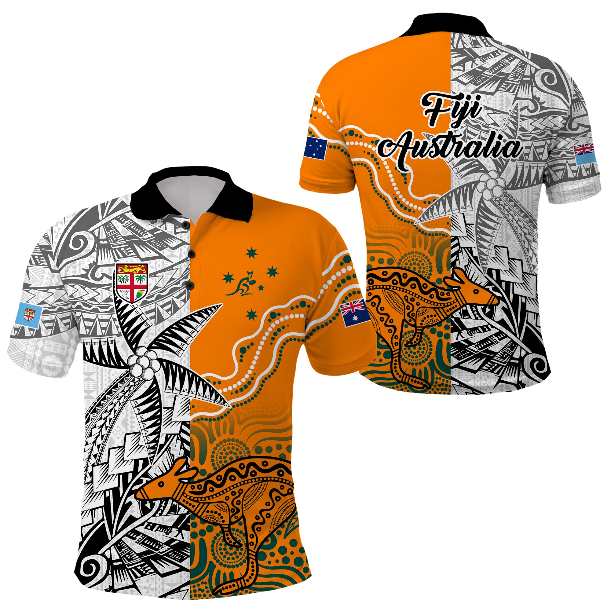 Fiji Australia Rugby Polo Shirt World Cup 2023 LT9 Gold - Polynesian Pride