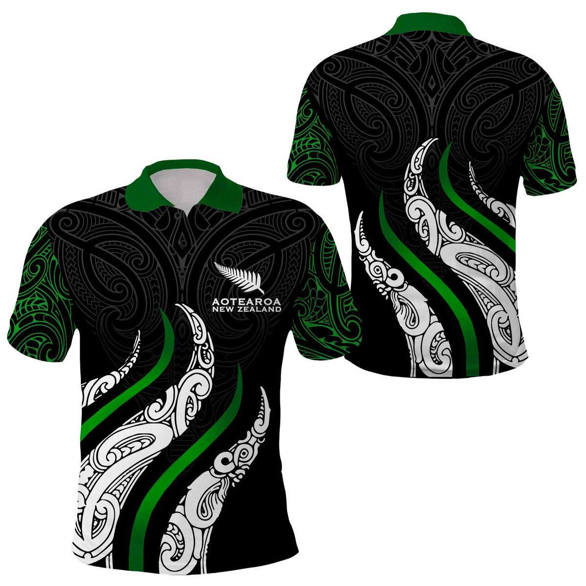 New Zealand Maori Polo Shirt Aotearoa Koru Fire Style LT9 - Polynesian Pride