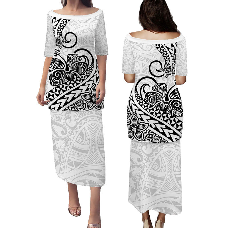 Polynesian Tribal Tattoo Retro Puletasi Dress Black Screen Color LT9 Long Dress Black - Polynesian Pride