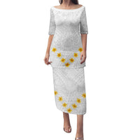 Tonga White Sunday Puletasi Dress Polynesia Flower LT9 - Polynesian Pride