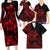 Polynesian Matching Outfit For Family Plumeria Flowers Long Sleeve Bodycon Dress Hawaiian Shirt Polynesian Tribal Red Vibe LT9 - Polynesian Pride