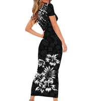 Hawaii Summer Couples Matching Outfits Combo Bodycon Dress And Hawaii Shirt Mix Polynesian Black LT6 - Polynesian Pride