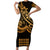 Kakau Hawaiian Polynesian Short Sleeve Body Long Dress Gold LT6 Long Dress Gold - Polynesian Pride