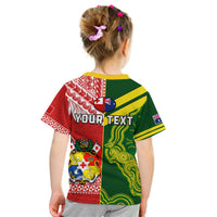 Custom Tonga and Australia Rugby T-Shirt - Mate Maa Tonga Mix Kangaroos LT14 - Polynesian Pride