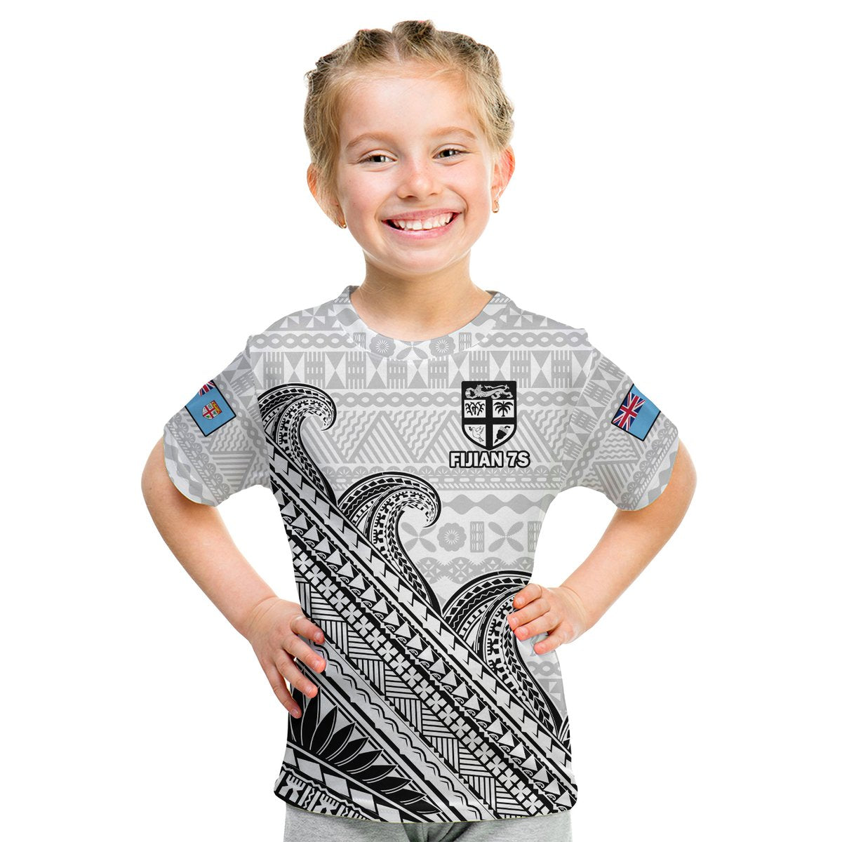 Fiji Sevens Rugby T Shirt KID Fijian 7s Tapa Polynesian Art LT14 Youth XL Size14 - Polynesian Pride