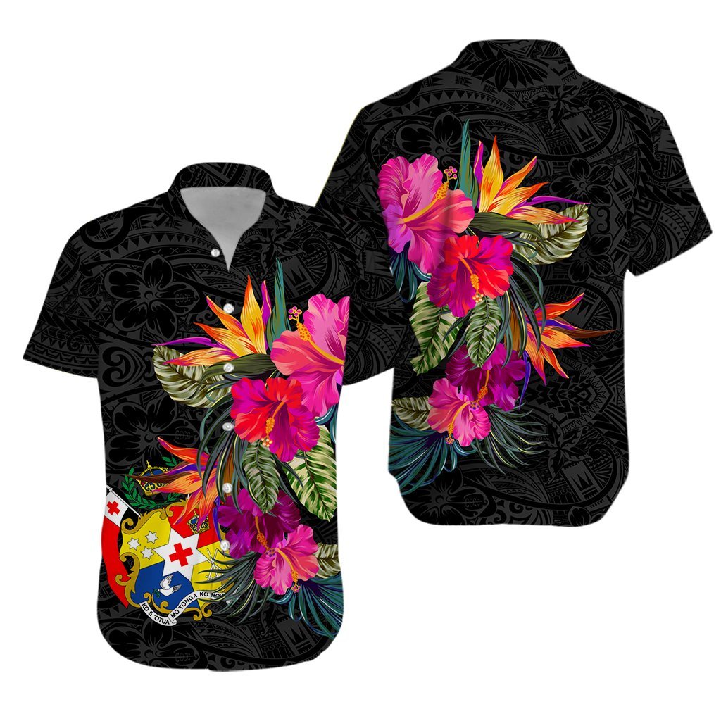 Tonga Polynesian Hibiscus Matching Dress and Hawaiian Shirt LT12 - Polynesian Pride