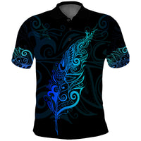 New Zealand Maori Polo Shirt - Light Silver Fern Blue - Polynesian Pride