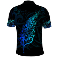 New Zealand Maori Polo Shirt - Light Silver Fern Blue - Polynesian Pride