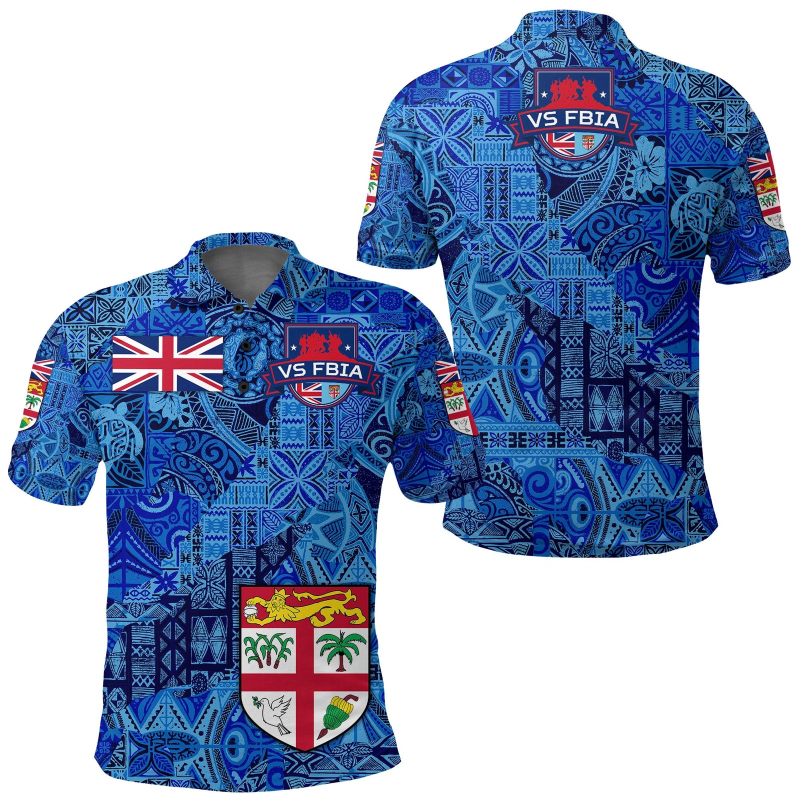 Fiji Day Polo Shirt VS FBIA Original Style RLT7 Blue - Polynesian Pride