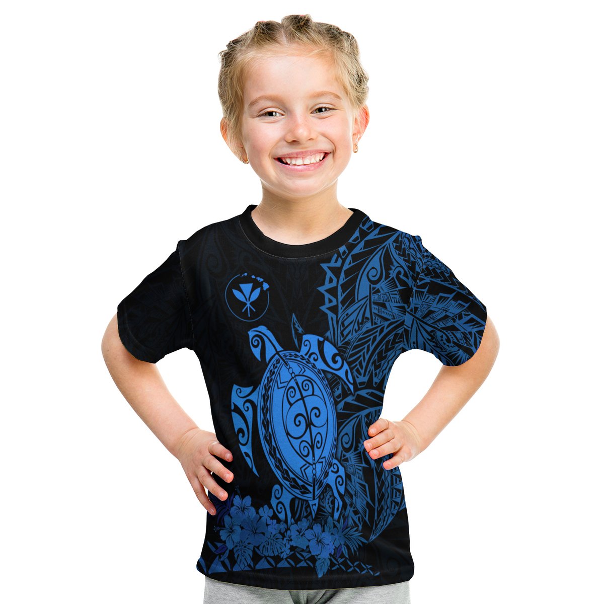 Hawaii Polynesian T Shirt Kid Blue Sea Turtles Hawaiian LT13 Youth XL Size14 - Polynesian Pride