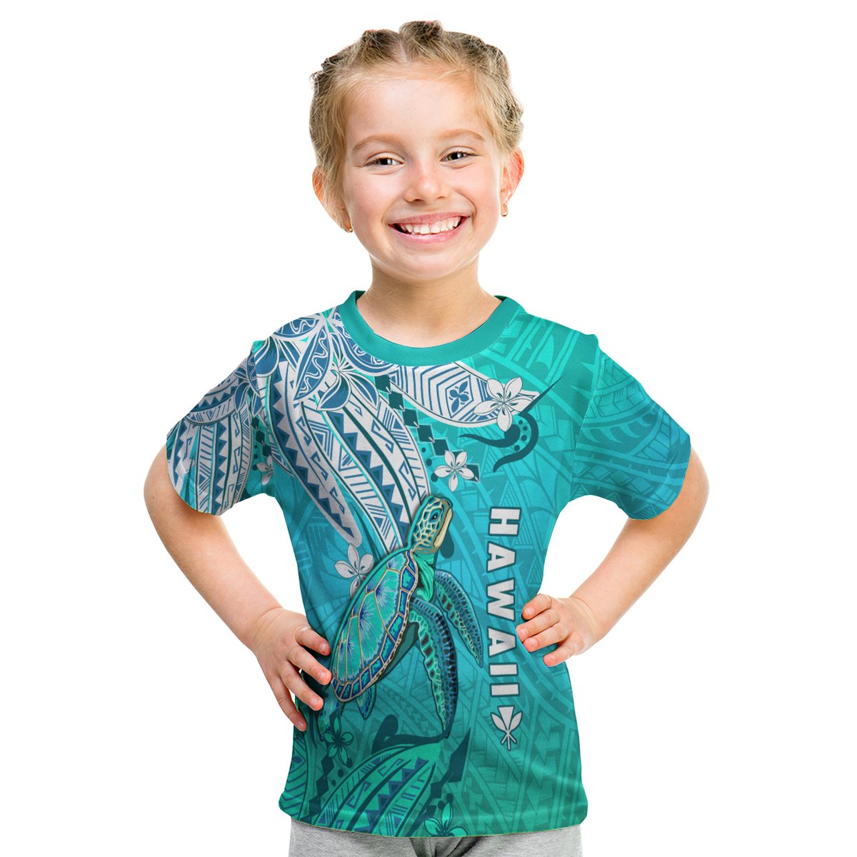 Hawaiian Islands T Shirt Kid Turtle Mix Hawaii Polynesian LT13 Youth XL Size14 - Polynesian Pride