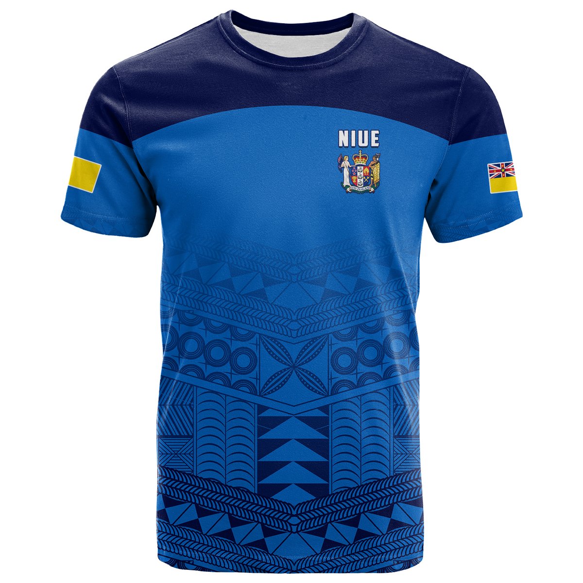 (JACKSON) Niue T Shirt Rock of Polynesia LT13 Blue - Polynesian Pride