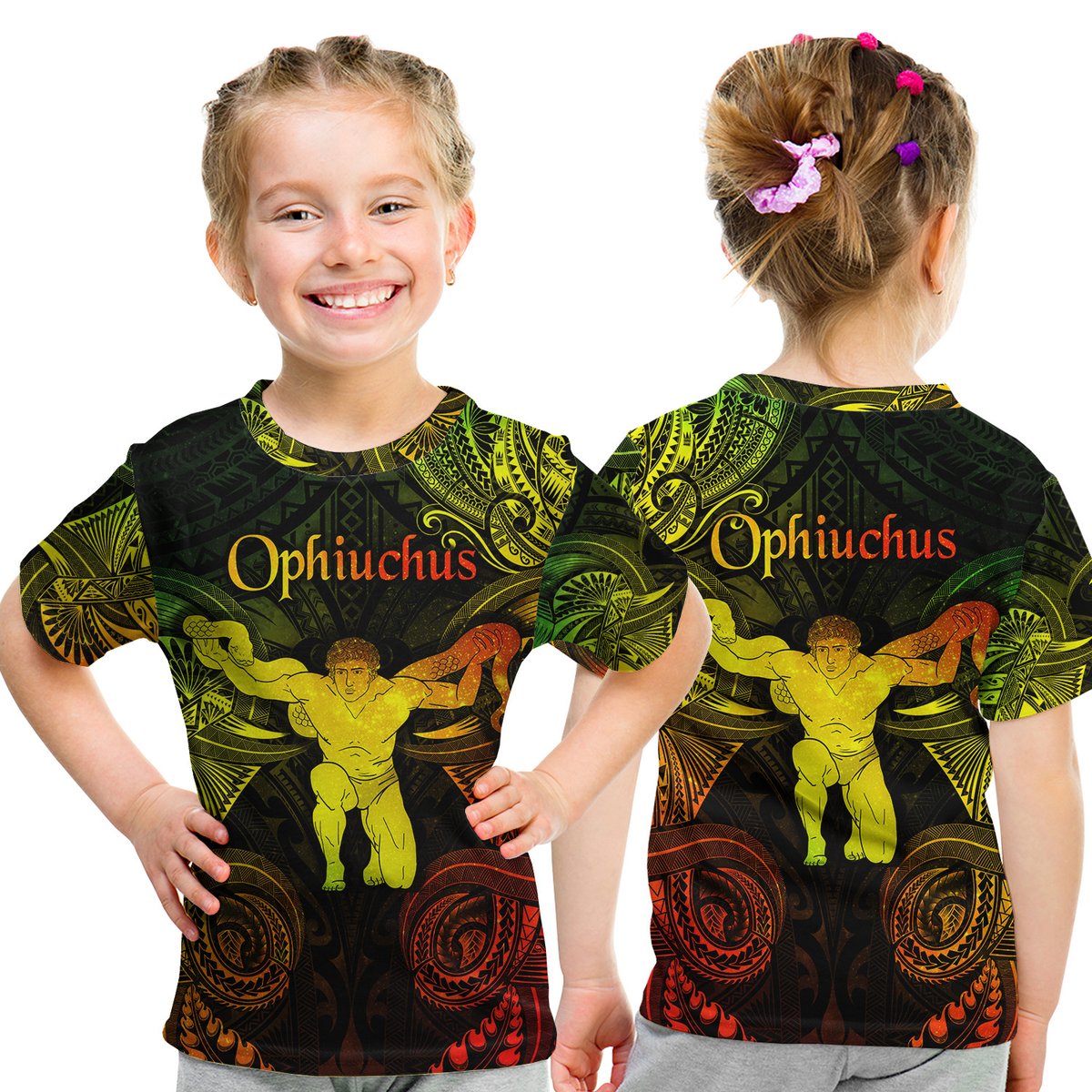 Ophiuchus Zodiac Polynesian T Shirt Kid Unique Style - Reggae LT8 Youth XL Size14 - Polynesian Pride