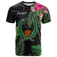 Pohnpei Micronesia T Shirt Tropical Flowers LT13 Unisex Black - Polynesian Pride