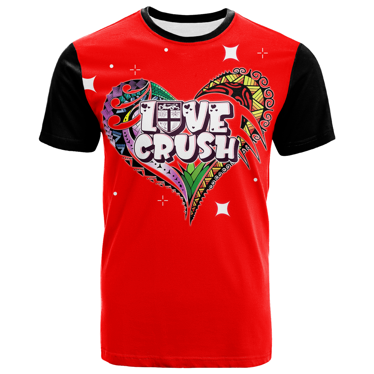 Custom Fiji Valentine Couple Heart T Shirt LT2 - Polynesian Pride
