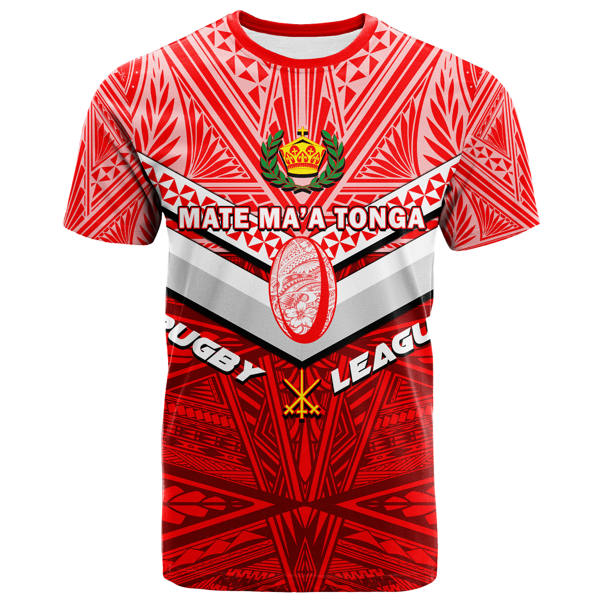 Custom Tonga Rugby Mate Maa Tonga Tapa Pattern T Shirt LT2 - Polynesian Pride