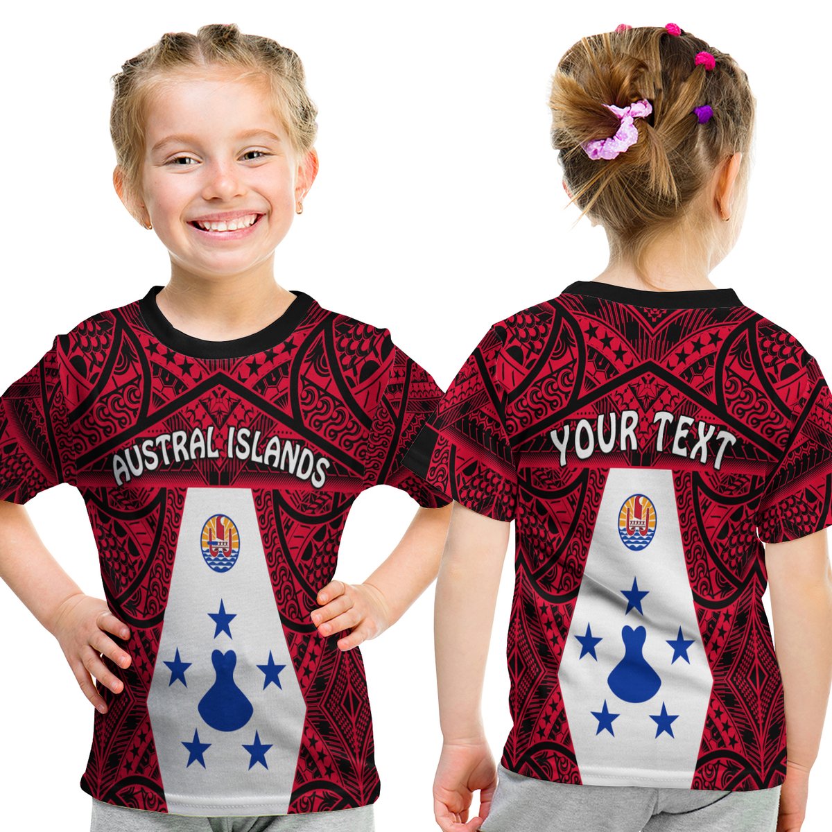 (Custom Personalised) Austral Islands T Shirt Kid Polynesian Pattern French Polynesia LT13 Youth XL Size14 - Polynesian Pride