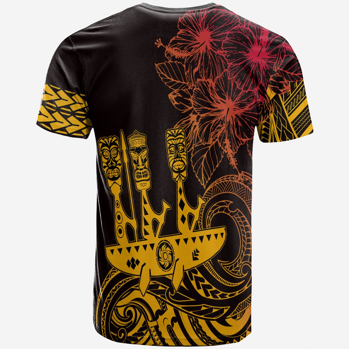 Hawaii Outrigger Canoe Paddling T Shirt Tribal Tiki LT7 - Polynesian Pride
