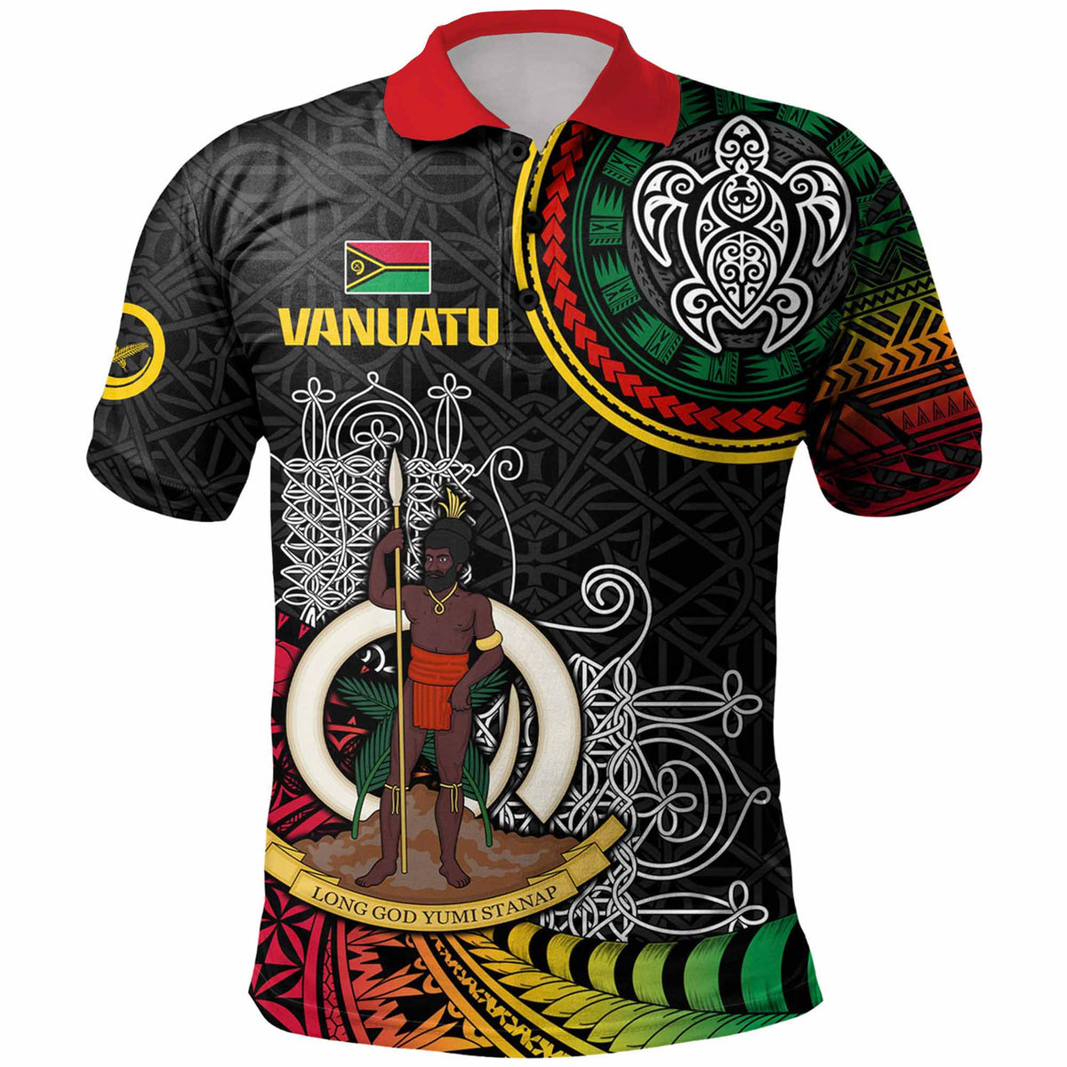 Vanuatu Seal Polo Shirt with Mutis En Atan Patterns RLT9 - Polynesian Pride