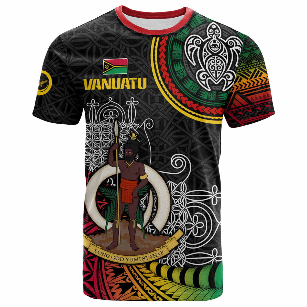 Vanuatu Seal T Shirt with Mutis En Atan Patterns RLT9 - Polynesian Pride