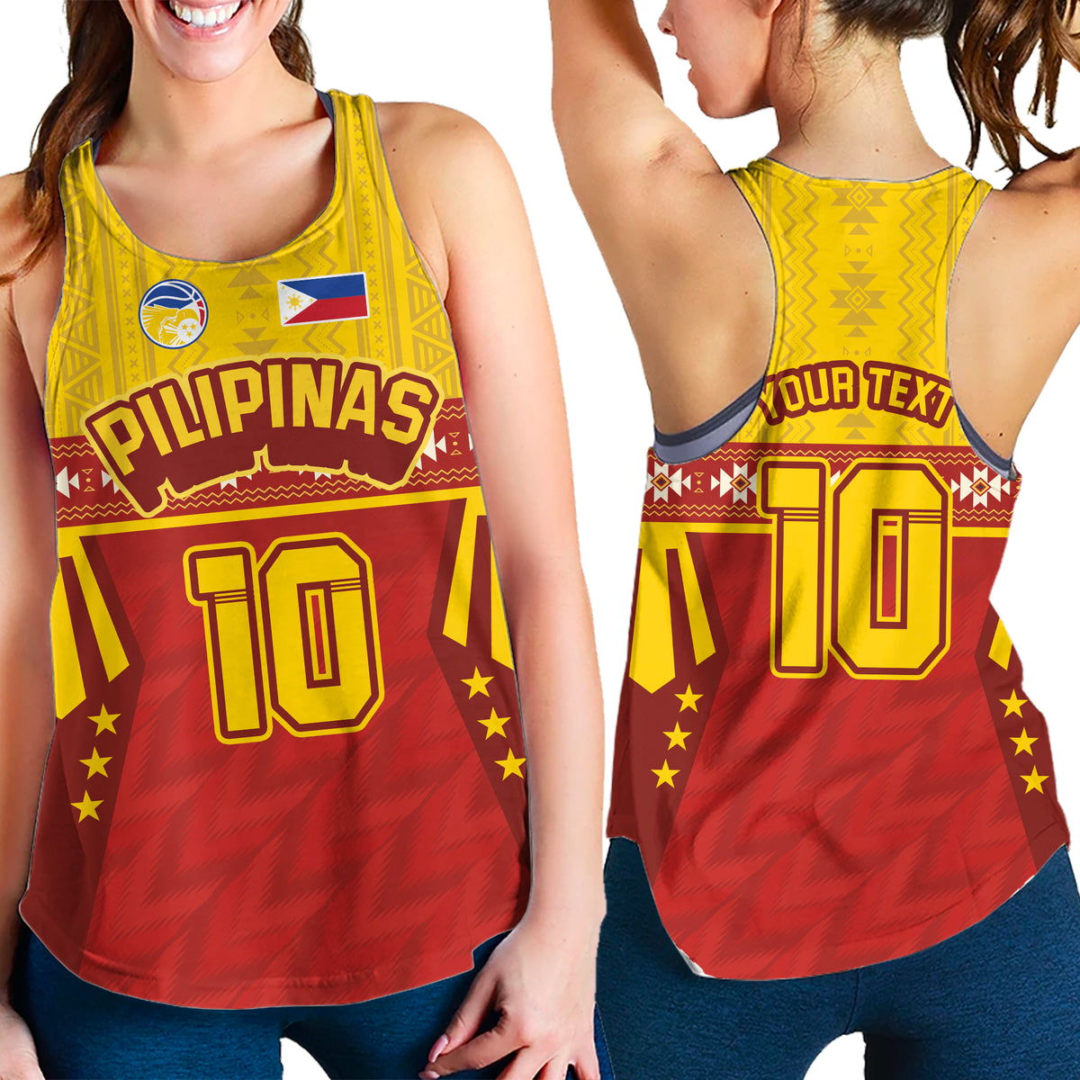 Philippines Basketball Women Racerback Tank Gilas Pilipinas LT03 Yellow - Polynesian Pride