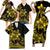 Polynesian Matching Outfit For Family Plumeria Flowers Bodycon Dress Hawaiian Shirt Polynesian Tribal Yellow Vibe LT9 - Polynesian Pride