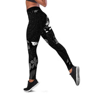 Aloha Hawaii Floral Tapa Leggings Patchwork Charcoal LT7 Charcoal - Polynesian Pride