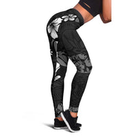 Aloha Hawaii Floral Tapa Leggings Patchwork Charcoal LT7 - Polynesian Pride