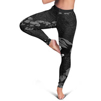 Aloha Hawaii Floral Tapa Leggings Patchwork Charcoal LT7 - Polynesian Pride
