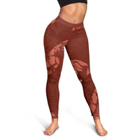 Aloha Hawaii Floral Tapa Leggings Patchwork Crimson LT7 - Polynesian Pride