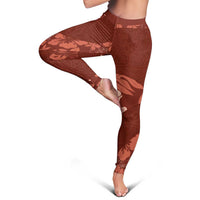 Aloha Hawaii Floral Tapa Leggings Patchwork Crimson LT7 - Polynesian Pride